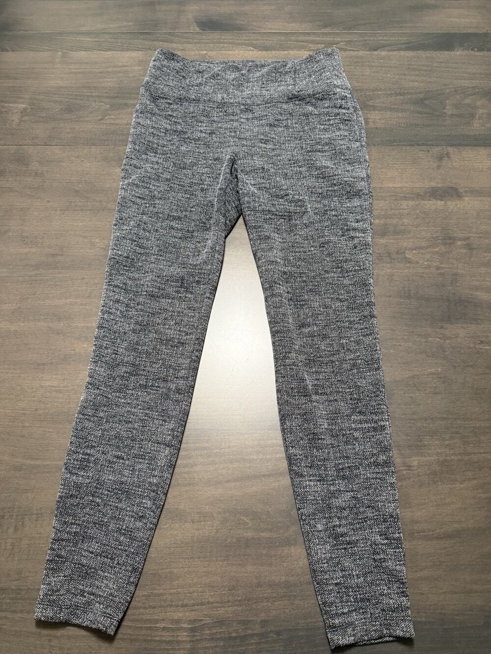 Athleta Womens M Heather Gray Stretch Travel Pants Zip Pockets Straight Leggings